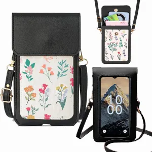 for Vortex J24 2024 Case with Long Lanyard, HD [Transparent Touch Screen] Phone Bag, Crossbody Strap PU Faux Leather VortexJ24 Cover Wallet Holster Credit Card [Clip Magnetic Buckle] -Black