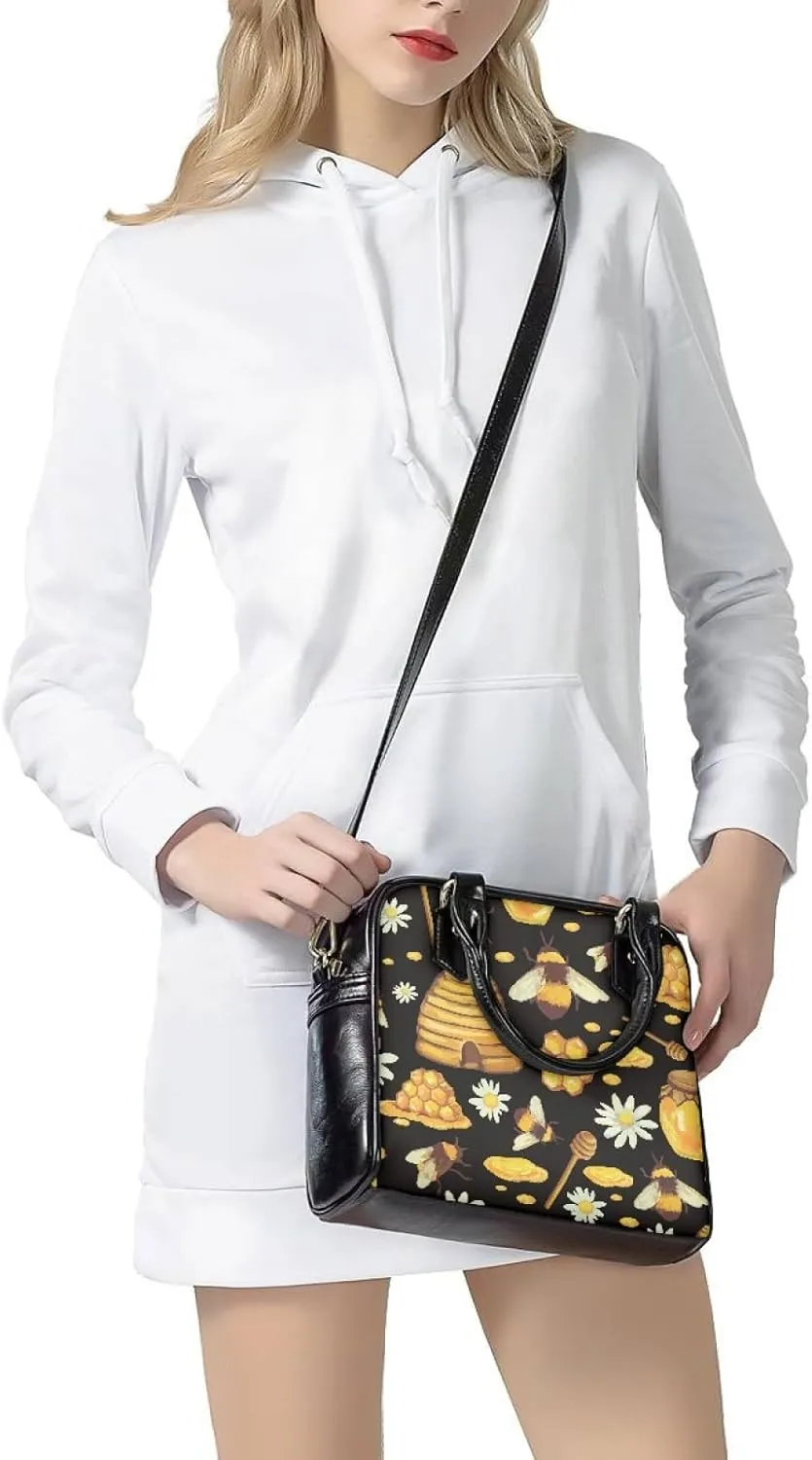 Forchrinse Crystal Butterfly Purple Satchel Handbags for Women,Ladies Shoulder Purse Top Handle Bag Pu Leather Tote Bag
