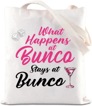 FOTAP Girls Night Out Bunco Party Tote Bag What Happens at Bunco Stays at Bunco Tote Bag Bunco Game Lovers Players Gifts