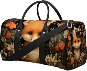 Fox Flowers Travel Duffel Bag for Women Men Waterproof Foldable Overnight Weekender Bag Large Capacity Sports Gym Bag