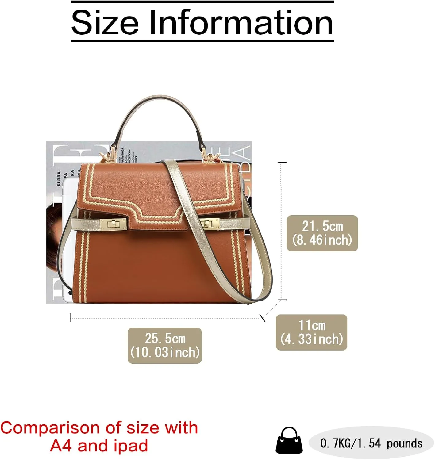 FOXLOVER Embroidery Flap Top-handle Bags for Women Crossbody Leather Purses Medium Size Magnetic Closure