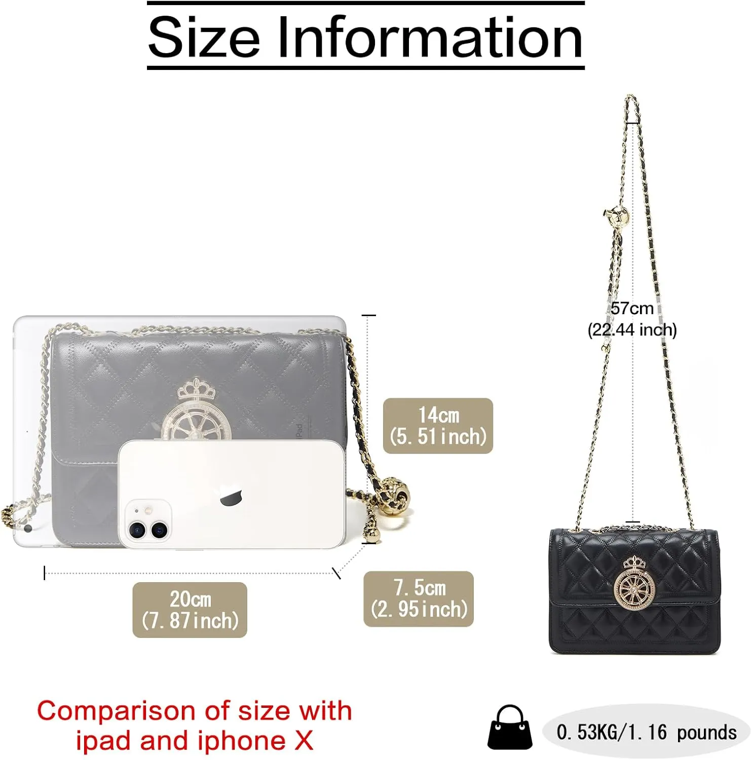 FOXLOVER Small Quilted Crossbody Bags for Women Faux Leather Chain Trendy Purses Adjustable Shoulder Strap Magnetic Closure