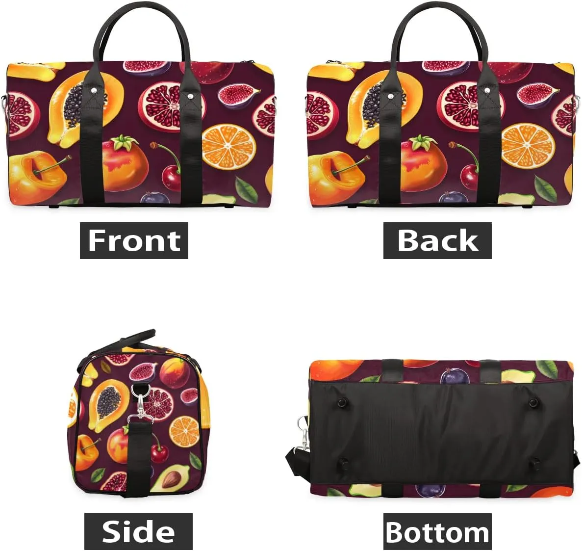Fruits Pomegranate Foldable Lightweight Duffle Bag for Travel - Waterproof Carry On Bags for Airplanes, Travel Duffel Bags for Gym, Weekend