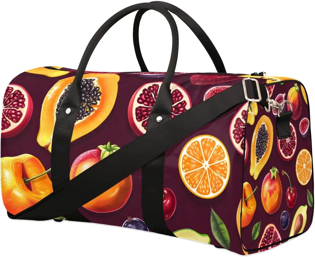 Fruits Pomegranate Foldable Lightweight Duffle Bag for Travel - Waterproof Carry On Bags for Airplanes, Travel Duffel Bags for Gym, Weekend