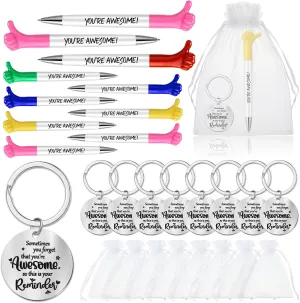 Fumete 45 Pcs Employee Appreciation Gifts Inspirational Thumbs up Pens Thank You Keychains Organza Bags Appreciation Gift for Coworker Staff Team Teacher Nurse