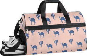 Fun Camel Design Gym Bag for Women Duffle with Shoes Compartment Men Weekender Duffel Bags for Travel Sports Swimming Overnight Dance