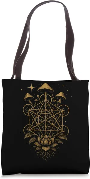 Fungi Flower Geometry Sacred Forest Roots Stars Tote Bag