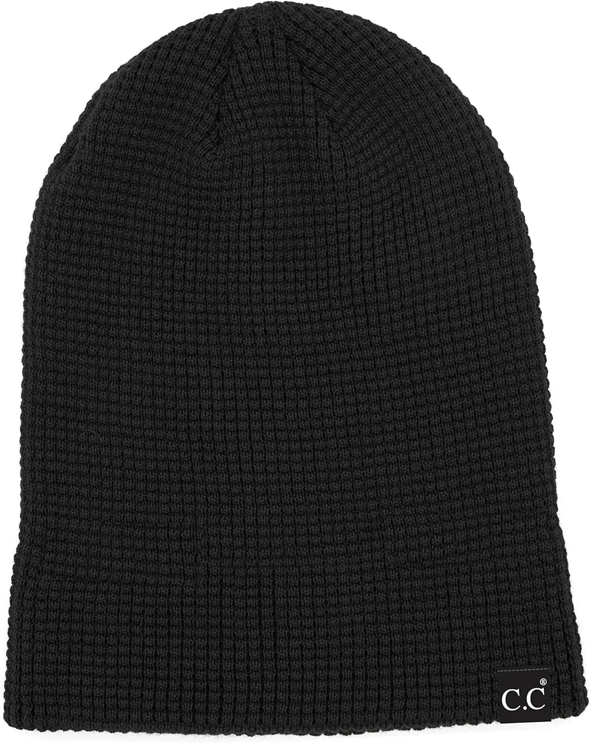 Funky Junque Mens Waffle Knit Cuff Beanie Slouchy Stretch Acrylic Thermal Lightweight Warm Winter Ski Hat Men Unisex