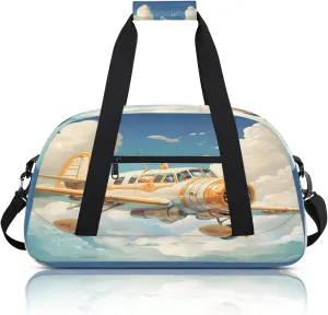 Funny Airplane Small Gym Bag 18 inch Carry On Duffel Bag for Weekender Travel Sports Workout Yoga Gymnastics Dance Ballet