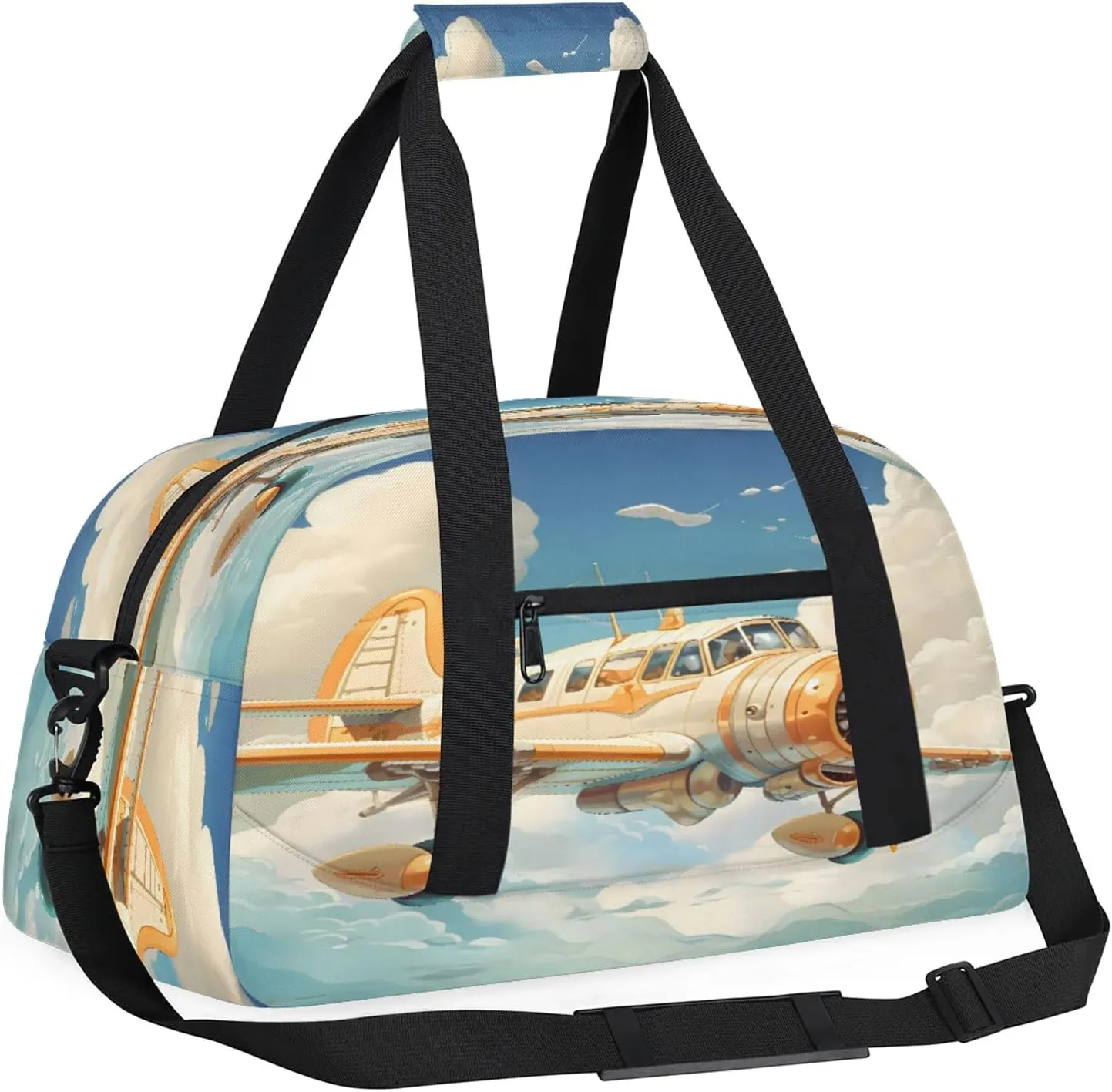 Funny Airplane Small Gym Bag 18 inch Carry On Duffel Bag for Weekender Travel Sports Workout Yoga Gymnastics Dance Ballet