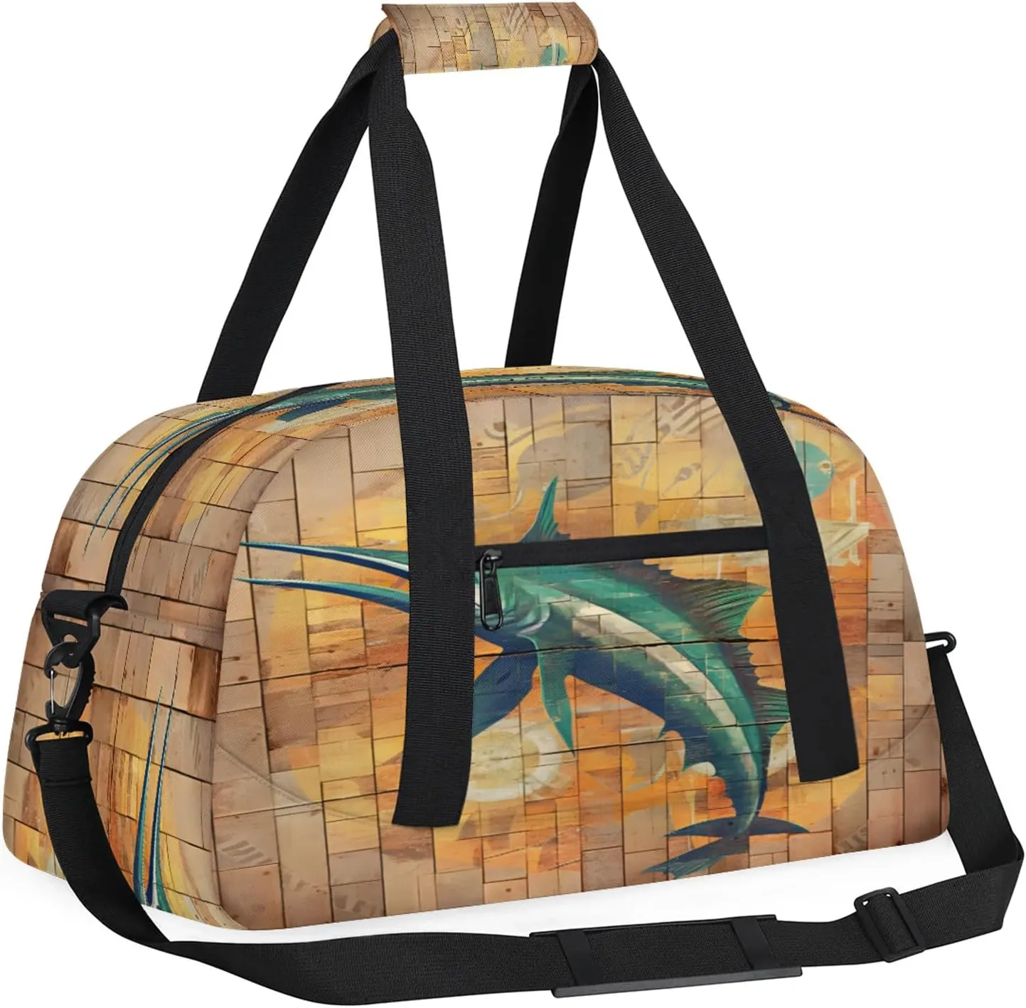 Funny Swordfish Small Gym Bag 18 inch Carry On Duffel Bag for Weekender Travel Sports Workout Yoga Gymnastics Dance Ballet