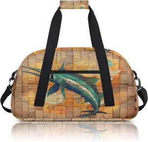 Funny Swordfish Small Gym Bag 18 inch Carry On Duffel Bag for Weekender Travel Sports Workout Yoga Gymnastics Dance Ballet