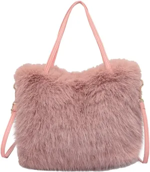 Furry Purse for Women Large Soft Shoulder Crossbody Bag Fluffy Faux Fur Trendy Y2K Handbag Ladies Winter Totes