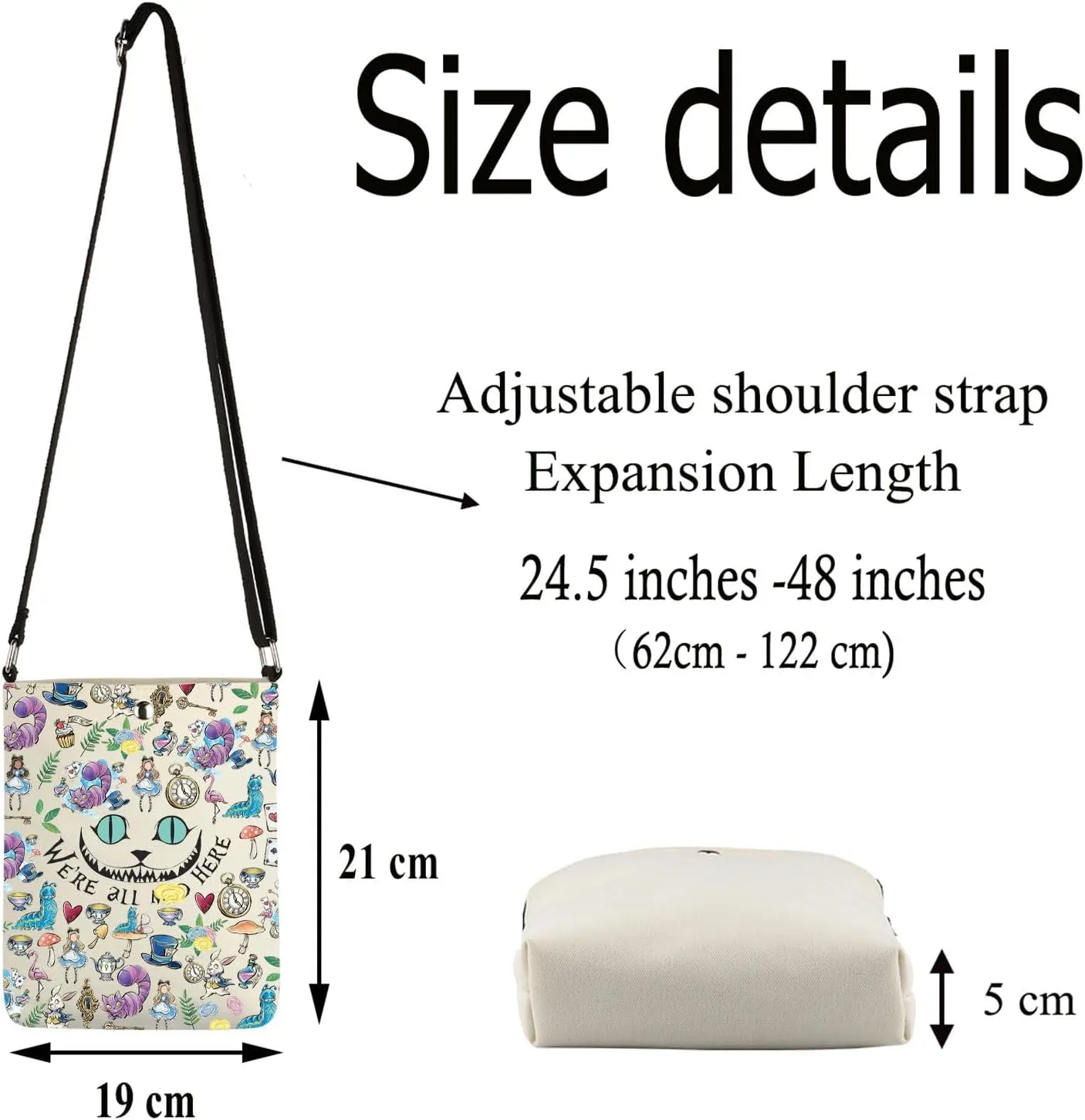 FUSTMW Alices Gifts Alices Crossbody Bag Alices Fairy Tale Fans Gift Alices Movie Bag with Shoulder Strap