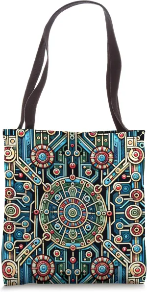 Futuristic Circuit Art: Geometric Elegance Tote Bag