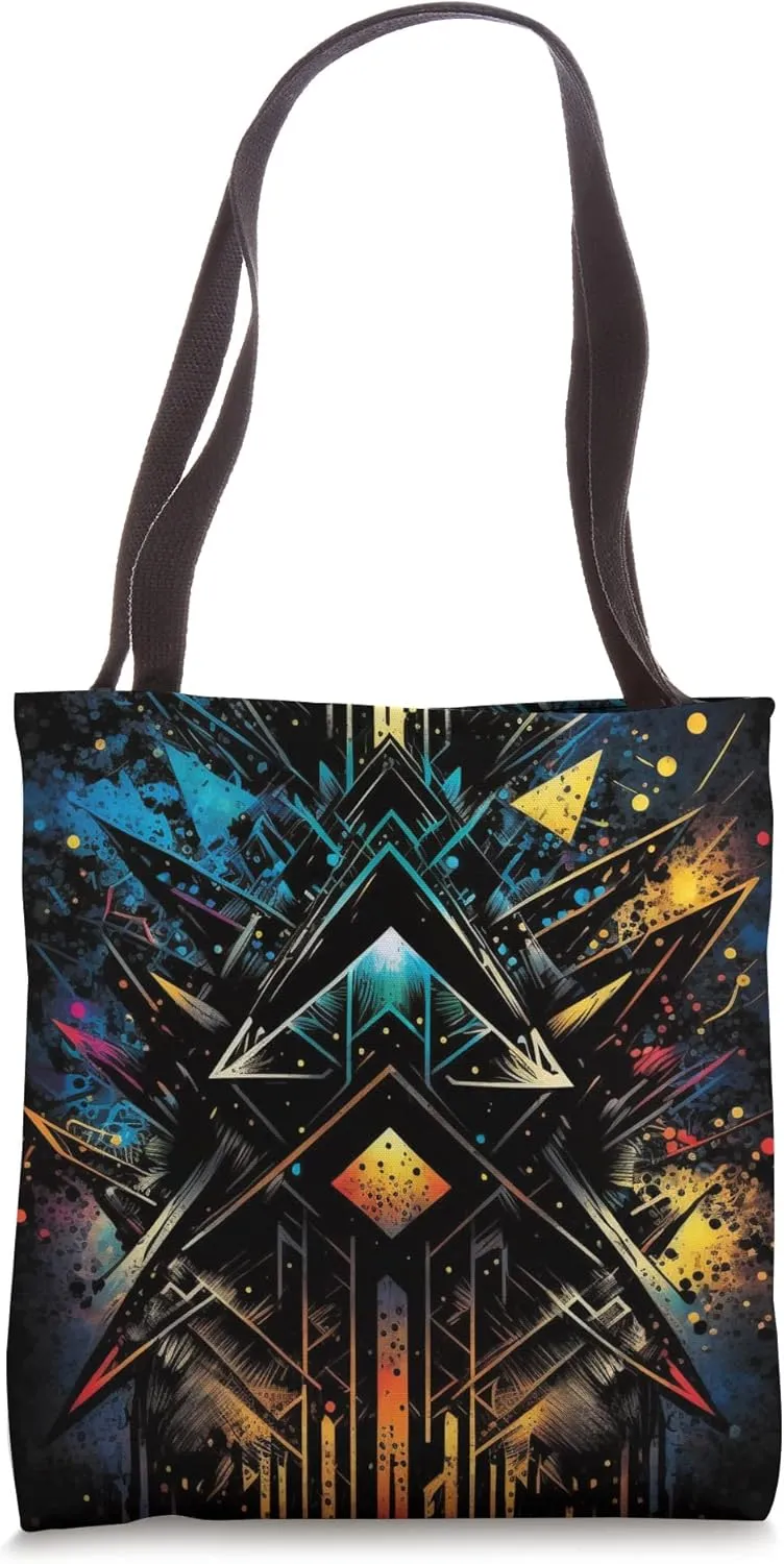 Futuristic Geometric Design Triangles and Lines AI-generated Tote Bag