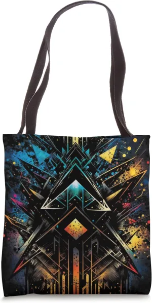 Futuristic Geometric Design Triangles and Lines AI-generated Tote Bag