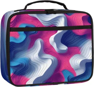Futuristic Geometric Square Lunch Bag Abstraction Geometric Square Tote Lunch Bag Reusable Lunch Box Leakproof Cooler Bag