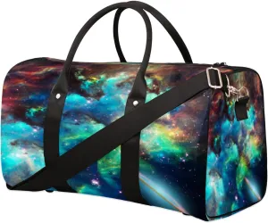 Galaxy Nebula Space Duffel Bag Sport Gym Duffle Bag Travel Bag Waterproof Weekender Overnight Tote Bag Foldable Carry on Bag Training Shoulder Bag for Women Men