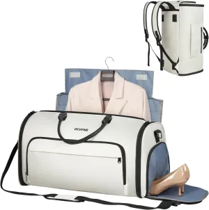 Garment Duffle Bag for Travel, Convertible Garment Bag for Men Women with Shoe Compartment, 3 in 1 Waterproof Carry on Garment Backpack for Bussiness Trip & Sport