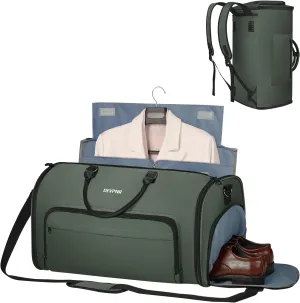 Garment Duffle Bag for Travel, Convertible Garment Bag for Men Women with Shoe Compartment, 3 in 1 Waterproof Carry on Garment Backpack for Bussiness Trip & Sport