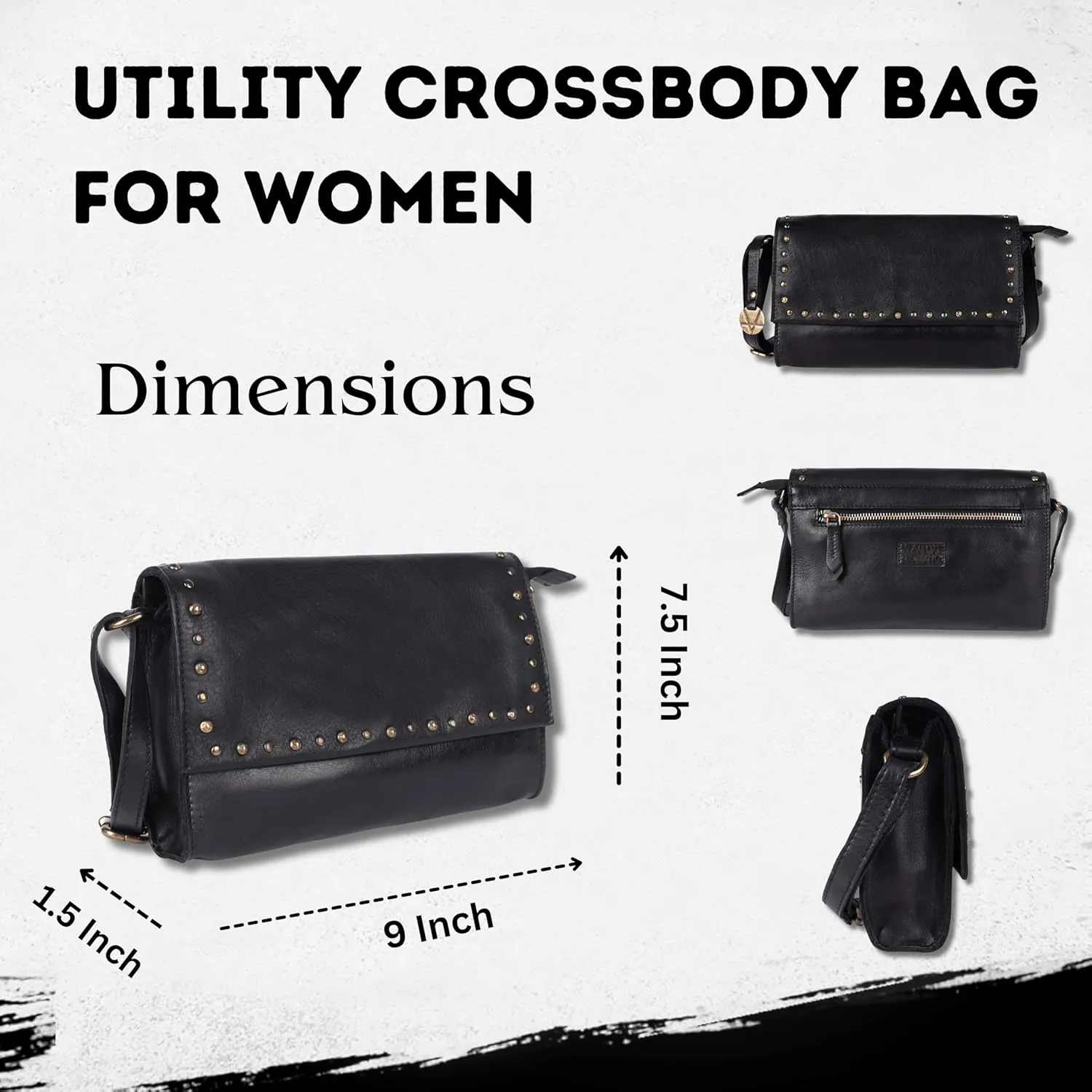 Genuine Italian Leather Boho Studded Crossbody Shoulder Bag - Stylish, Durable, & Perfect for Everyday Use for women