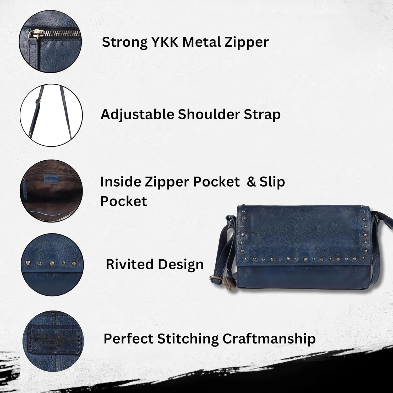 Genuine Italian Leather Boho Studded Crossbody Shoulder Bag - Stylish, Durable, & Perfect for Everyday Use for women
