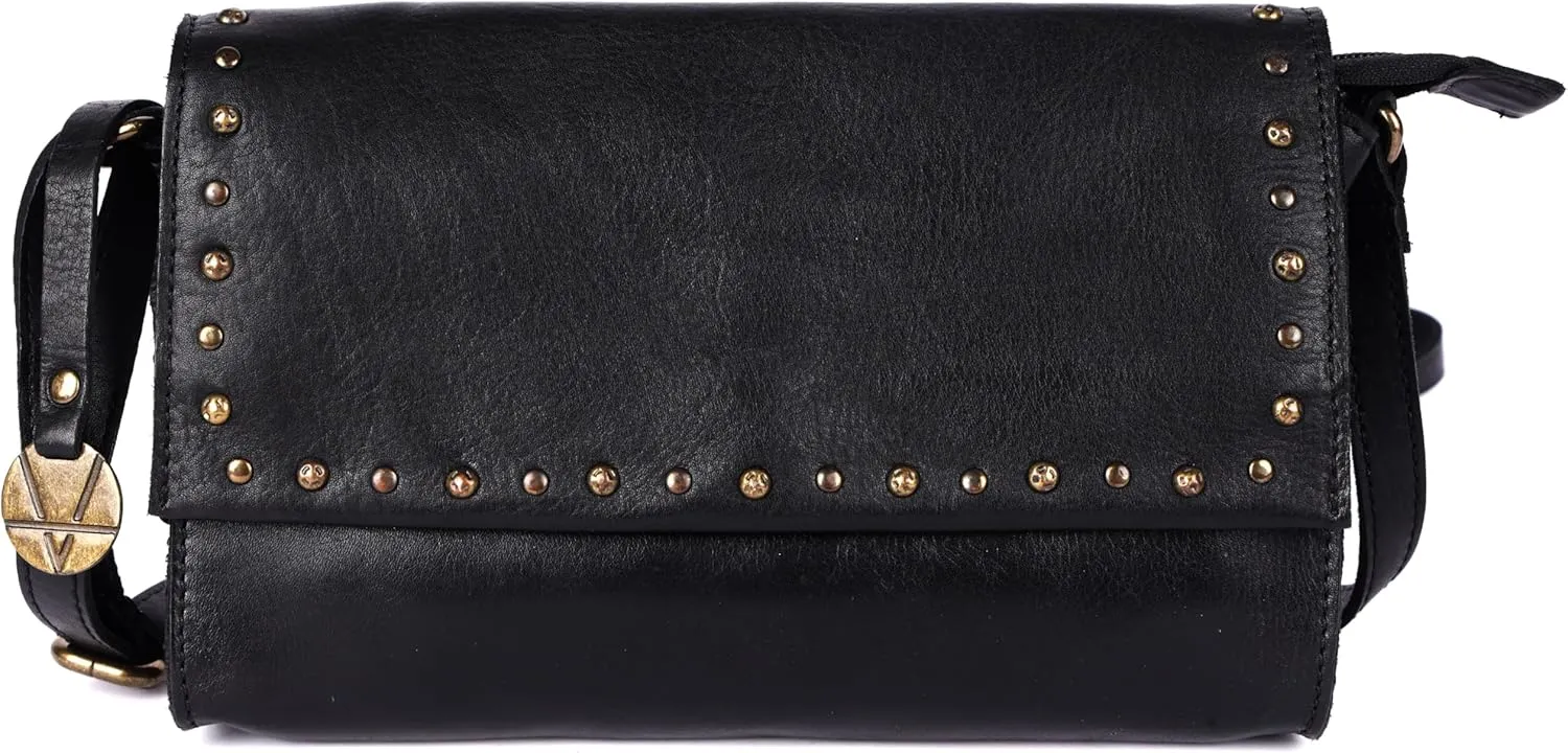 Genuine Italian Leather Boho Studded Crossbody Shoulder Bag - Stylish, Durable, & Perfect for Everyday Use for women