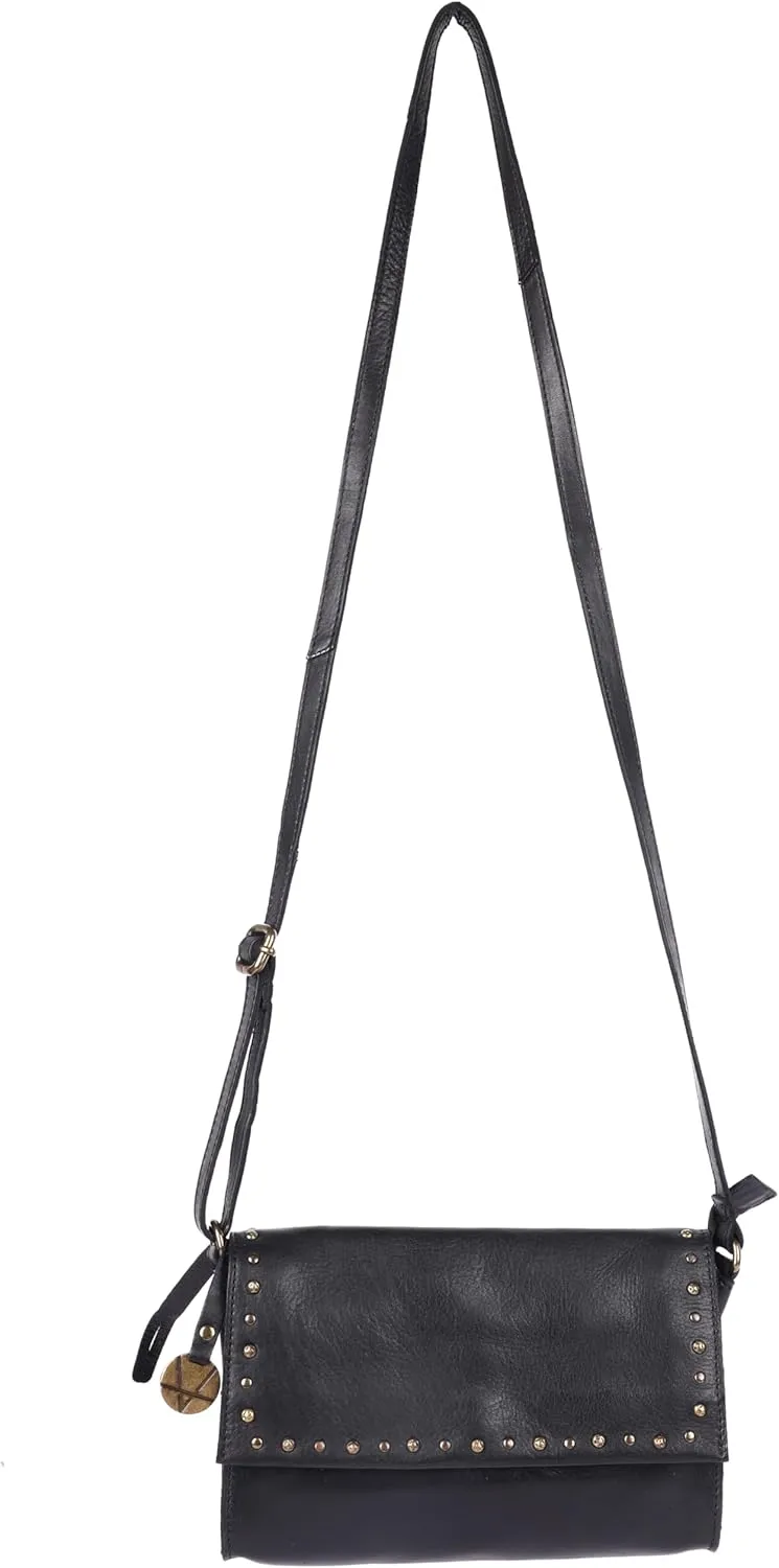 Genuine Italian Leather Boho Studded Crossbody Shoulder Bag - Stylish, Durable, & Perfect for Everyday Use for women