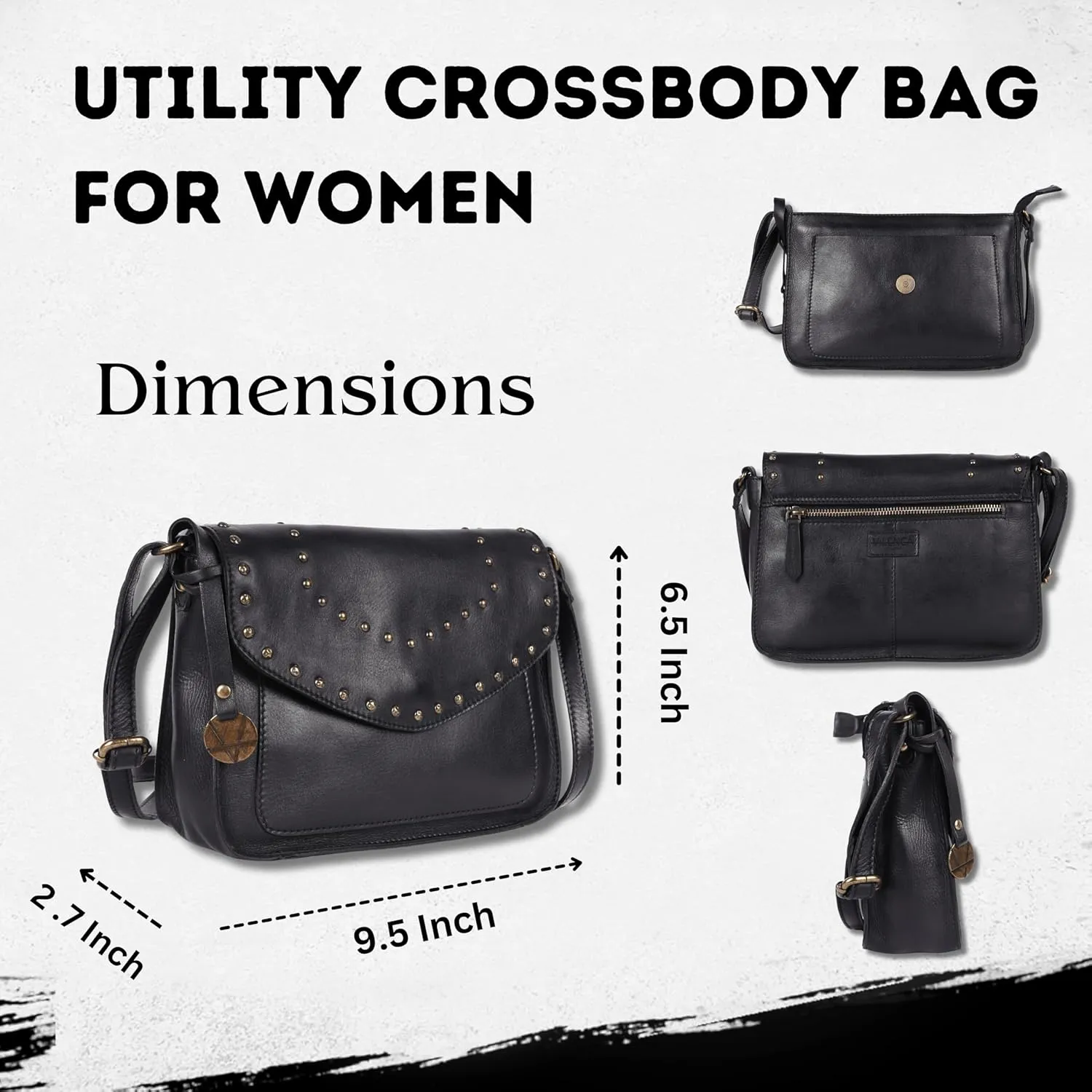 Genuine Italian Leather Boho Studded Crossbody Sling Bag - Stylish, Durable, & Perfect for Everyday Use for Women
