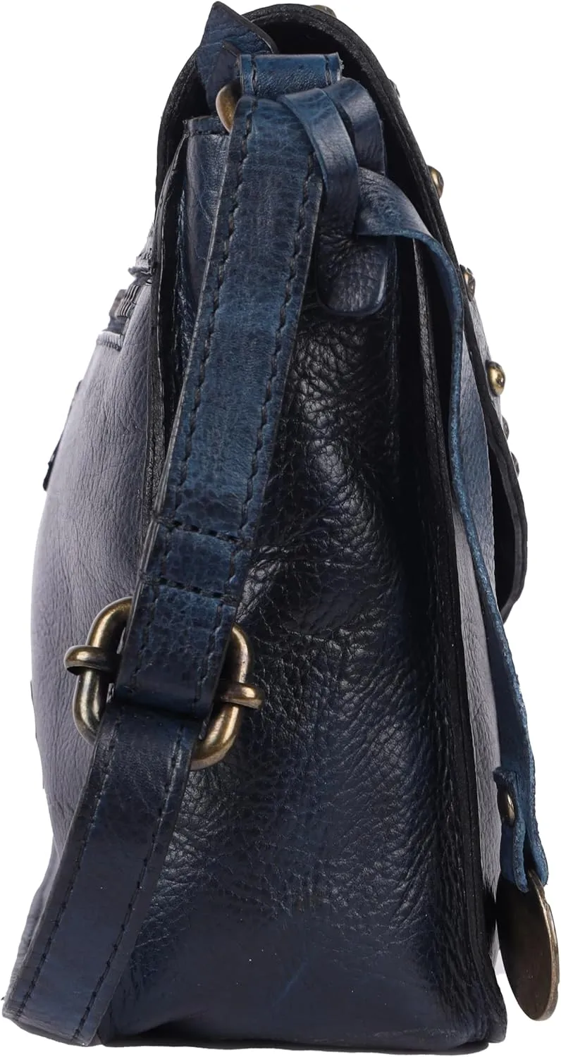 Genuine Italian Leather Boho Studded Crossbody Sling Bag - Stylish, Durable, & Perfect for Everyday Use for Women