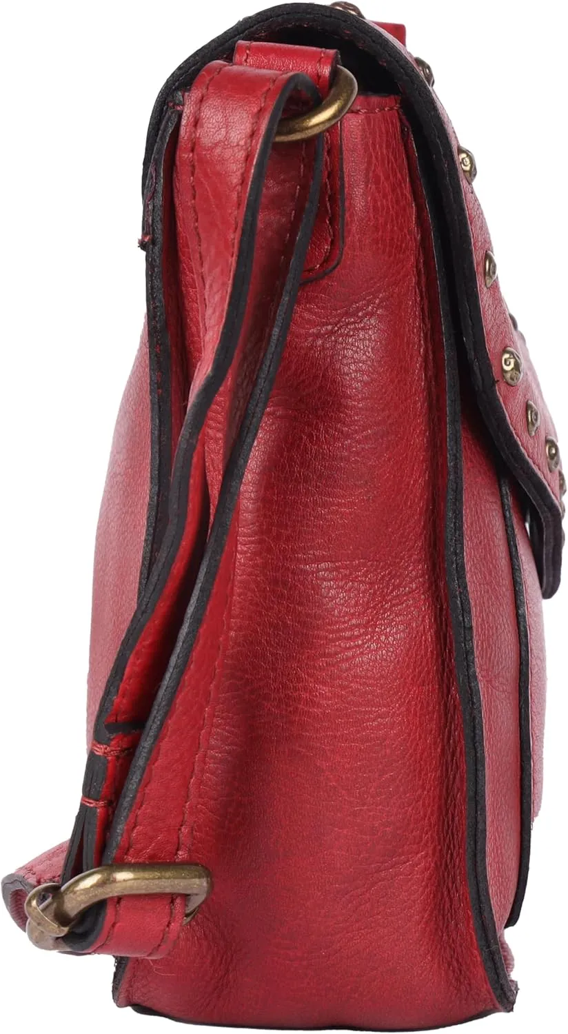 Genuine Italian Leather Boho Studded Crossbody Sling Bag - Stylish, Durable, & Perfect for Everyday Use for Women