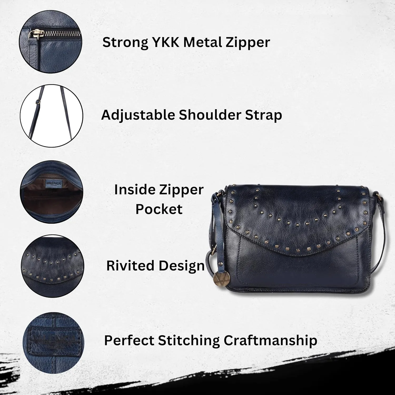 Genuine Italian Leather Boho Studded Crossbody Sling Bag - Stylish, Durable, & Perfect for Everyday Use for Women