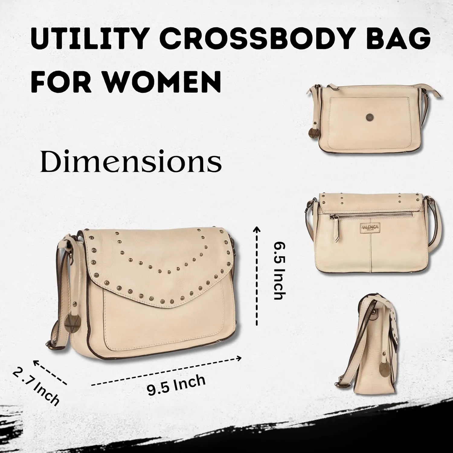 Genuine Italian Leather Boho Studded Crossbody Sling Bag - Stylish, Durable, & Perfect for Everyday Use for Women