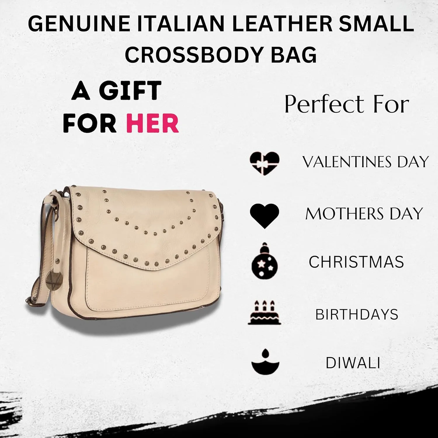 Genuine Italian Leather Boho Studded Crossbody Sling Bag - Stylish, Durable, & Perfect for Everyday Use for Women