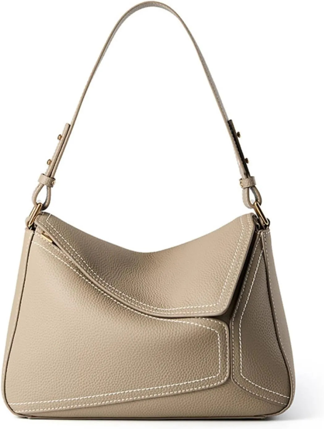 Genuine Leather Geometric Tote Bag for women Shoulder Bag Fashion Clutch Zipper Closure