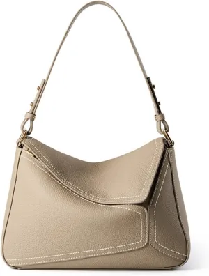 Genuine Leather Geometric Tote Bag for women Shoulder Bag Fashion Clutch Zipper Closure