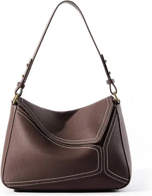 Genuine Leather Geometric Tote Bag for women Shoulder Bag Fashion Clutch Zipper Closure