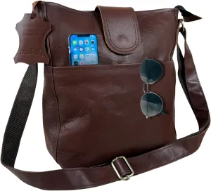 Genuine Leather Sling Bag – Crossbody Shoulder Bag with Magnetic & Zipper Closure | Travel Satchel with Adjustable Strap for Women’s