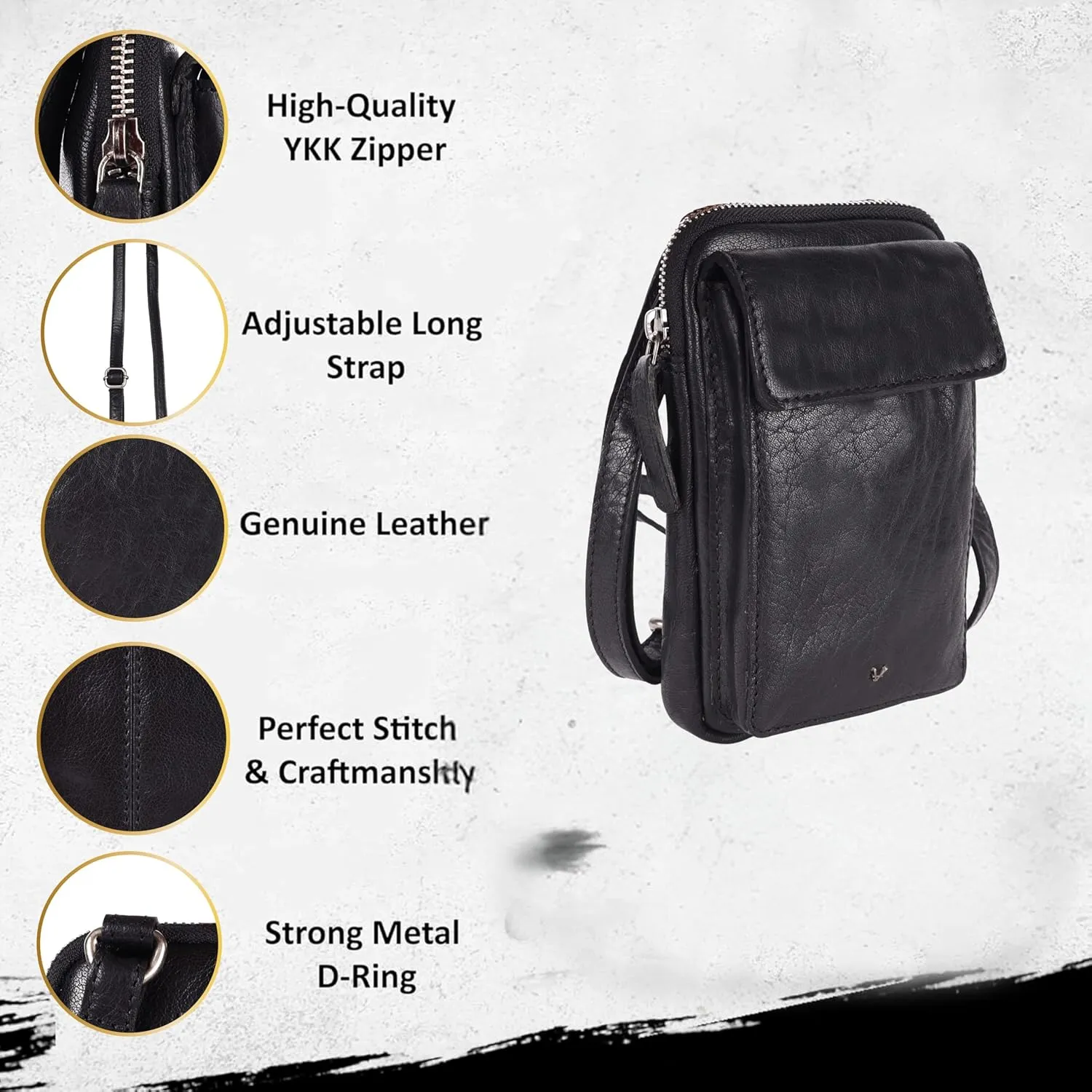 Genuine Leather Small Crossbody Bags For Women Cell Phone Purse, Trendy Casual Bag with Adjustable Strap