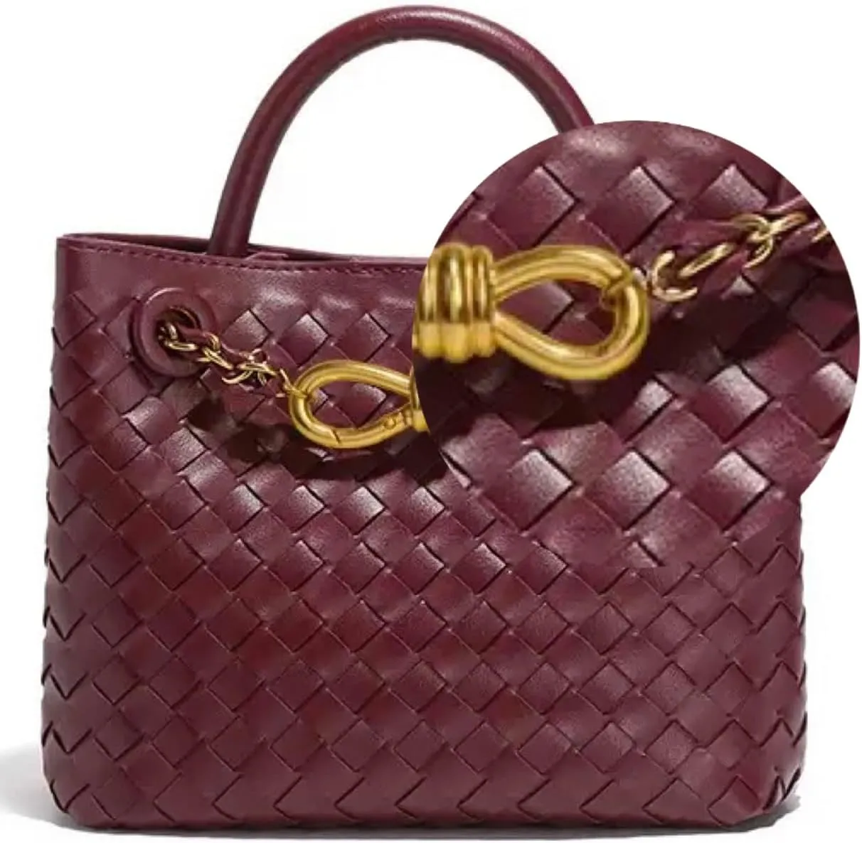 Genuine Leather Women's Top-handle Handbags Fashion Ladies Handbags Shoulder Bag Purse Woven Tote Bag for Women Clutch Bag
