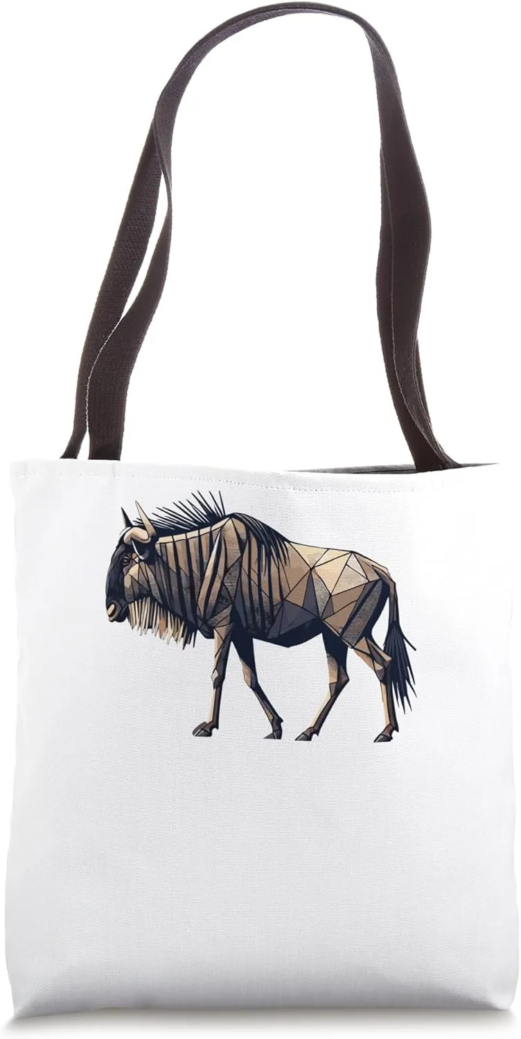 Geometric Art Wildebeest Wildebeests Tote Bag