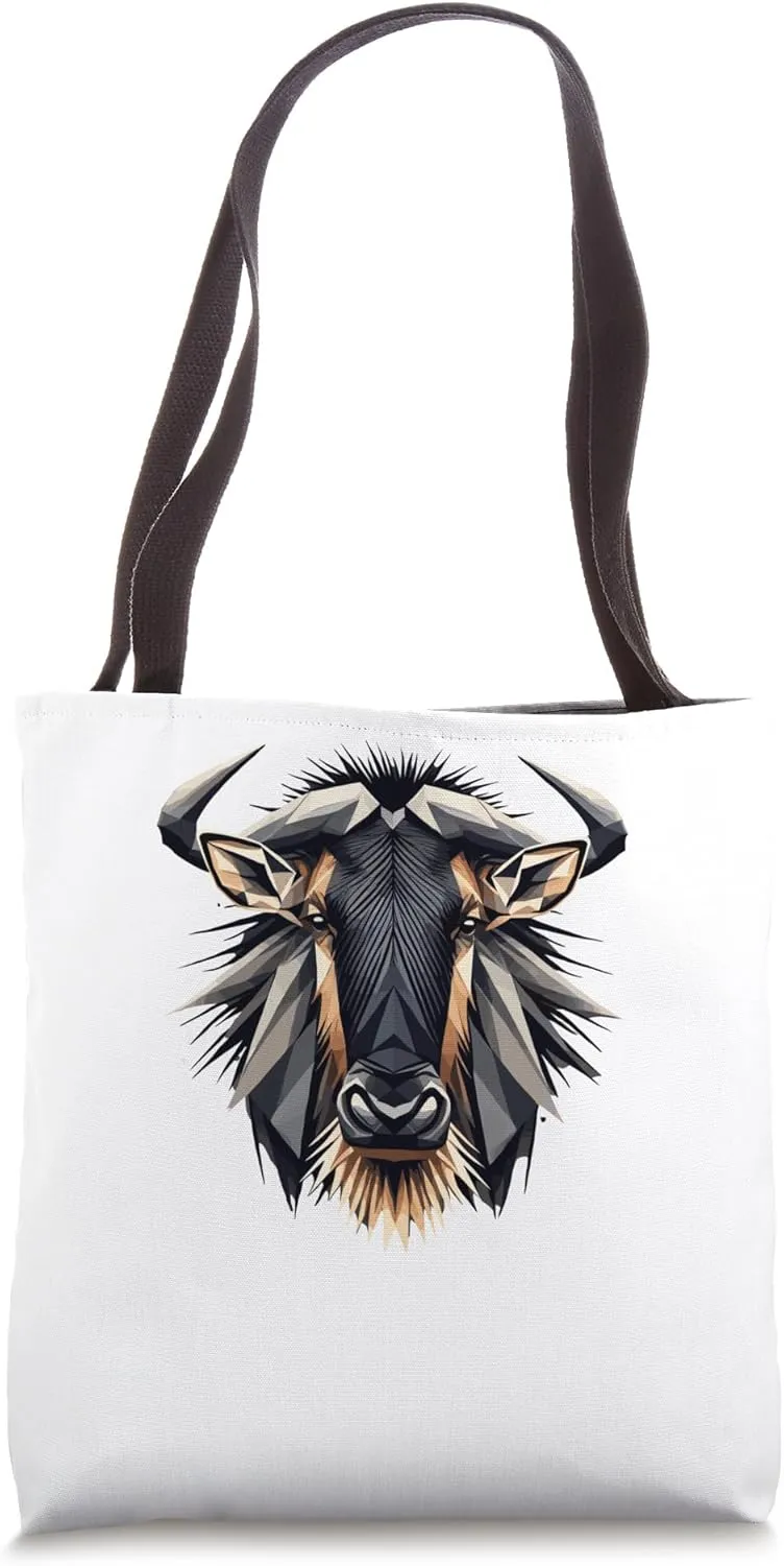 Geometric Art Wildebeest Wildebeests Tote Bag