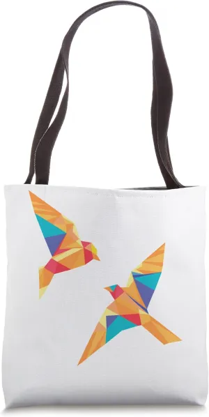 Geometric Birds Cute Colorful Graphic Low Poly Polygon Tote Bag