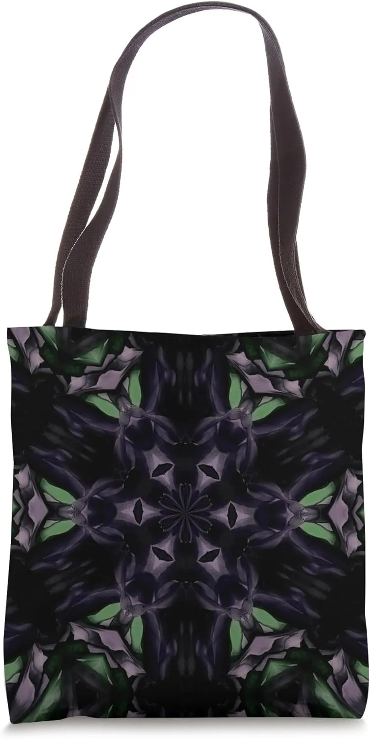 Geometric Hexagonal Mandala Pattern Dark Blue Green Tote Bag