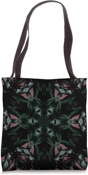 Geometric Hexagonal Mandala Pattern Green Peach Tote Bag