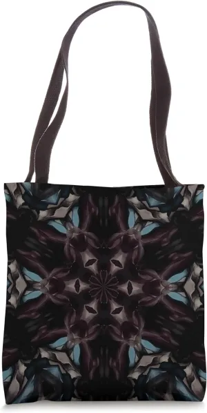 Geometric Hexagonal Mandala Pattern Maroon Blue Tote Bag