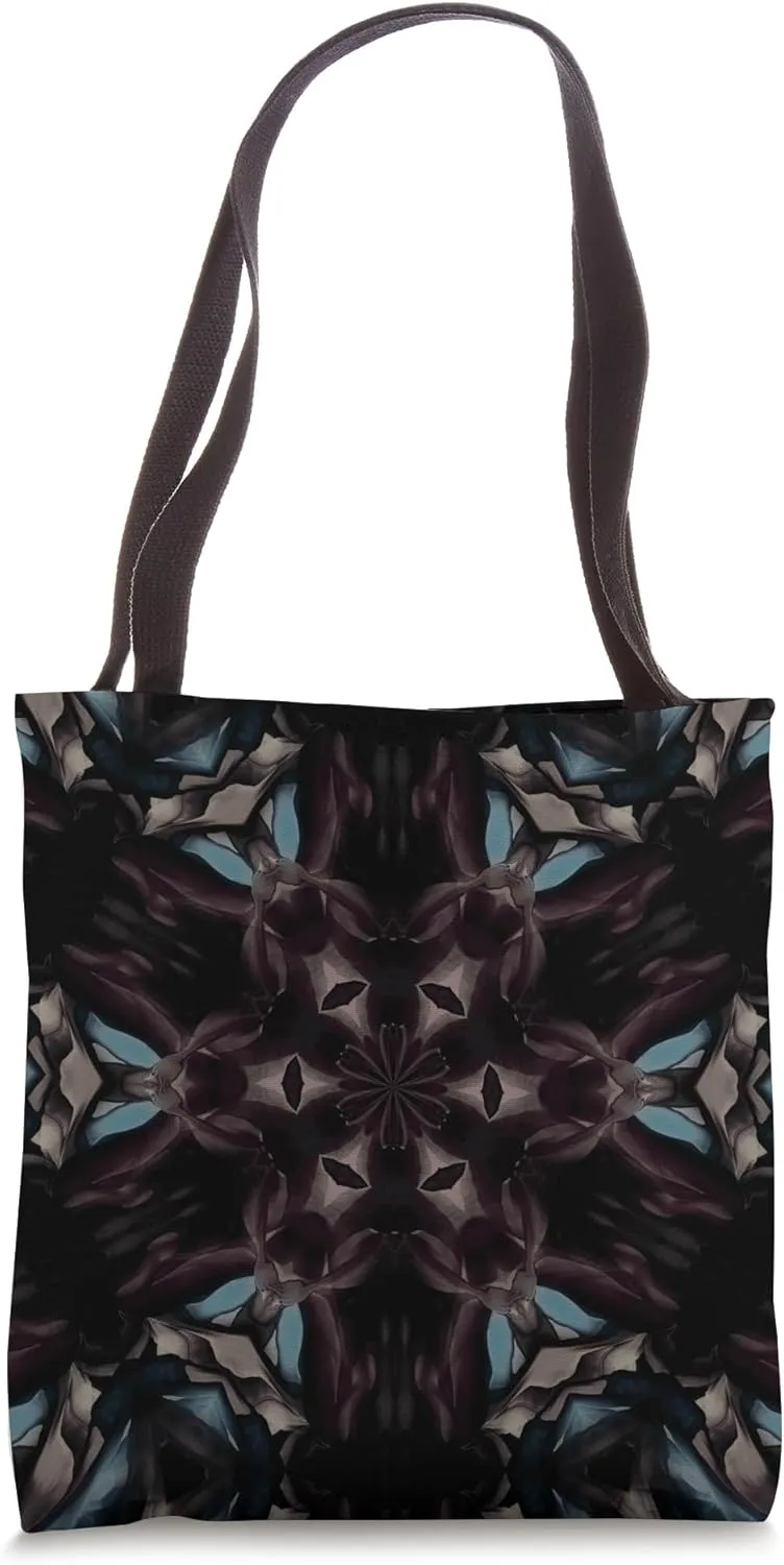 Geometric Hexagonal Mandala Pattern Maroon Blue Tote Bag