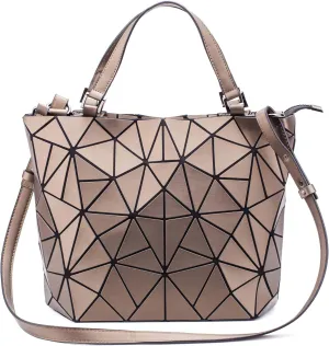 Geometric Luminous Purses and Handbags for Women Holographic Reflective Crossbody Bag Wallet Flash Rainbow Tote Gold