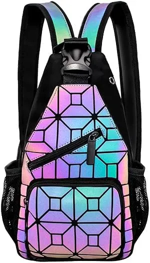 Geometric Luminous Purses Handbags Holographic Crossbody Shoulder Bag